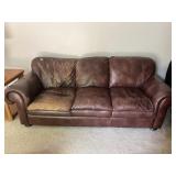LEATHER SOFA 87"LX36D, WORN, BUT NO HOLES