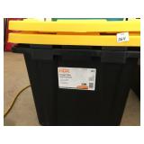 2 YELLOW & BLACK TOTES WITH LIDS