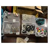 GROUP OF BEADED NECKLACES AND EARRINGS