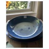 JC PENNEY SLATE BLUE GLAZED SERVING BOWL 12" AND