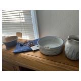 POTTERY BOWL CHIP ON UNDER SIDE, MULTI COLOR