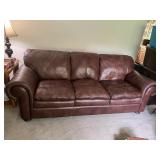 BROWN LEATHER SOFA 87"WX35D