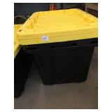 2 YELLOW & BLACK TOTES WITH LIDS