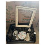 PEWTER CANDLE HOLDER, MASON JARS, PICTURE FRAMES,