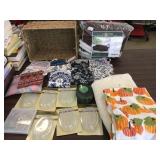 SLIPCOVER, BASKET, TEA TOWELS, ETC.