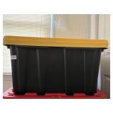 2 YELLOW & BLACK TOTES WITH LIDS