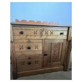 ANTIQUE WASHSTAND, SPOON CARVED WITH BACKSPLASH,