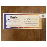 BODY BAR GIFT CERTIFICATE, $100, VALID ATR 20111