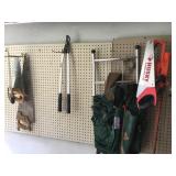 HAND SAWS, HEDGE TRIMMERS, WATERING CAN, BACKPACK