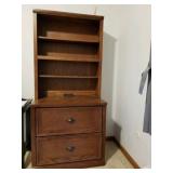 WOOD 2 DRAWER FILE BASE AND 3 SHELF TOP 69" H X
