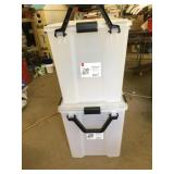 2 CLEAR TOTES WITH WHEELS