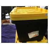 2 YELLOW & BLACK TOTES WITH LIDS
