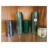 NEW CANDLES, 2 9" GREEN, 2 6" AND YANKEE