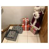 3 SETS OF NESTING BOXES, 27" SANTA VELVET