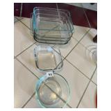 PYREX SQUARE BAKING DISHES, AND GLASS FOOD