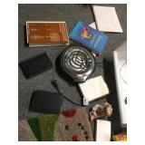 INDEX CARDS, BOOKS, ELECTRIC HOT PLATE, ETC.