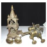 DOUBLE HORSE DRAWN CHARIOT W/ EGYPTIAN FIGURES