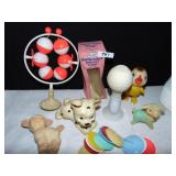 VINTAGE RUBBER BABY TOYS, BABY RATTLE DISCS BABYS