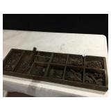 WOODEN 38X11.5 HARDWARE ORGANIZER FILLED WITH