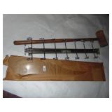 HOOKS AND OLD MALLET, GLASS SHELF