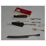 STERLING SLOTTED SPOON, STERLING PICKLE FORK,