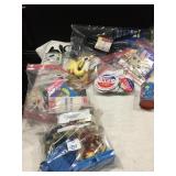 MYSTERY BAGS OF VINTAGE TOYS, BUTTONS, FIGURES,