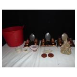 BRONZE BABY SHOWS, HOB NAIL GLASS HAT, LENOX TEA