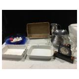 PYREX BAKING DISH WITH WICKER HOLDER, GLASS