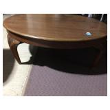 53" ROUND, 18" HIGH CARVED LEG TABLE, MINOR