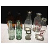 COLLECTION OF GLASS MILK BOTTLES, COKE BOTTLE,