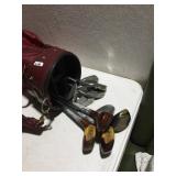 GOLD CLUBS IN BAG, 4 WOODEN AND 6 METAL