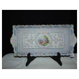 18" X 9" PORCELAIN PLATTER HAND PAINTED COURTING