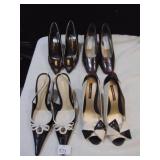 4 PAIRS OF HIGH HEELS, SZ 7 BANDOLINO, NINE WEST,