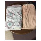 2 QUEEN SIZED DUVETS, ONE QUILTED AND ONE PEACH