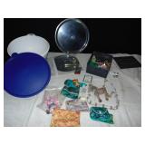 TUPPERWARE LARGE BOWL, CHECK TIN, TIERED DISH,