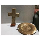 WENDELL AUGUST BRONZE CROSS & RELIGIOUS PLATE