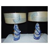 MID-CENTURY LAMPS BLUE/GOLD - 25" H LAMPS -