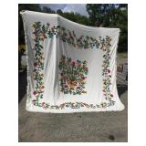 KING SIZE HAND STITCHED CREWEL BED SPREAD, FLORAL