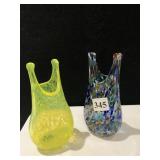 7" H PAIR GLASS VASES
