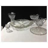 GLASS DIVIDED SERVING DISH WITH GRAPE MOTIF,