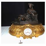A FRENCH GILT BRONZE MANTLE CLOCK BY DENIERE PARIS