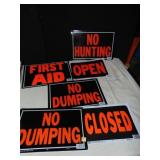 TIN NO HUNTING, NO DUMPING, FIRST AID, DOUBLE