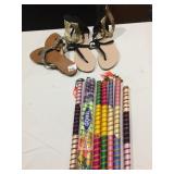 NEW STRAPPY SANDALS AND USED SANDALS, PARTY