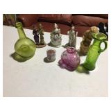 FIGURINES SOME DAMAGE, GREEN GLASS