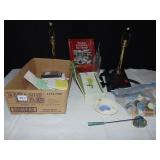 BRASS CANDLE BASES, BEAUTIFUL CARDS IN BOX