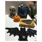 TALKING BLACK RAVEN, FLYING BAT, LIGHTED SKULLS,