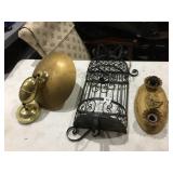 VINTAGE LIGHT FIXTURES AND WROUGHT IRON WALL