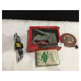 STAPLE GUN, STAPLES, MEASURING TAPE AND NEW