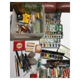 ASSORTED VINTAGE CRAFT SUPPLIES INCLUDING INK,
