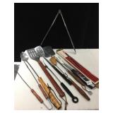 50#724F FASTENERS, ASSORTED GRILLING TOOLS,